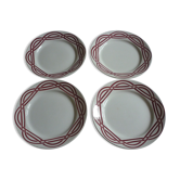 Lot de 4 assiettes en faience rouge