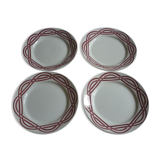 Lot de 4 assiettes en faience rouge