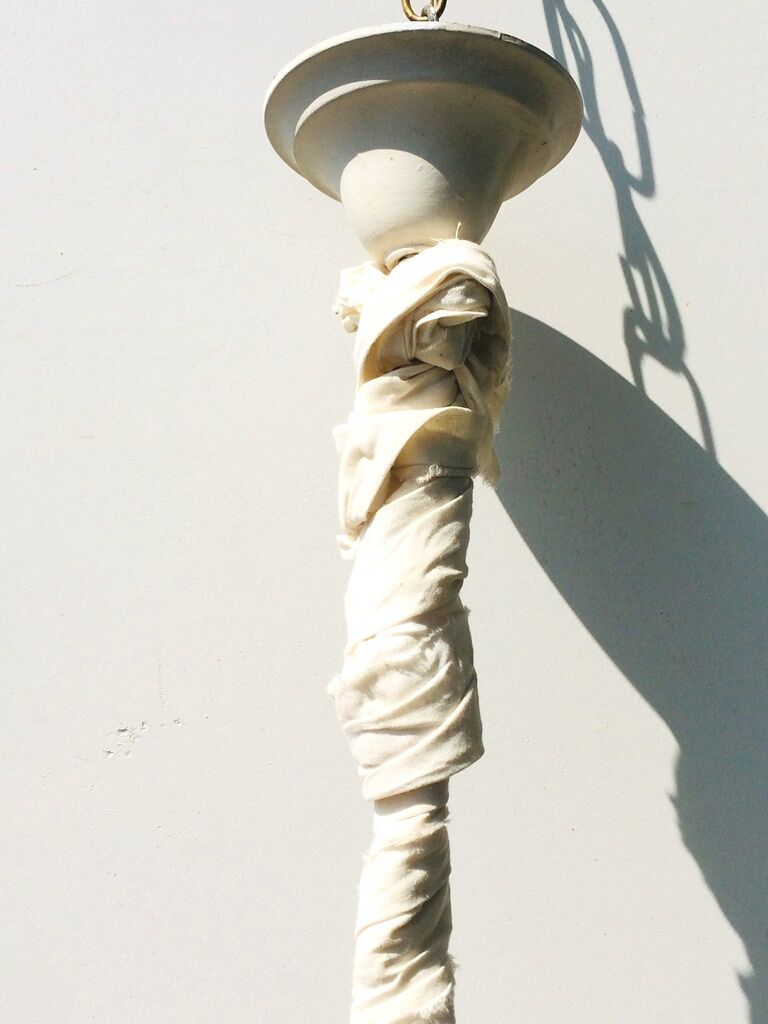 Small patinated dutch chandelier shabby chic 54 x 59 cm