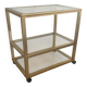 Dessert trolley in brass and glass