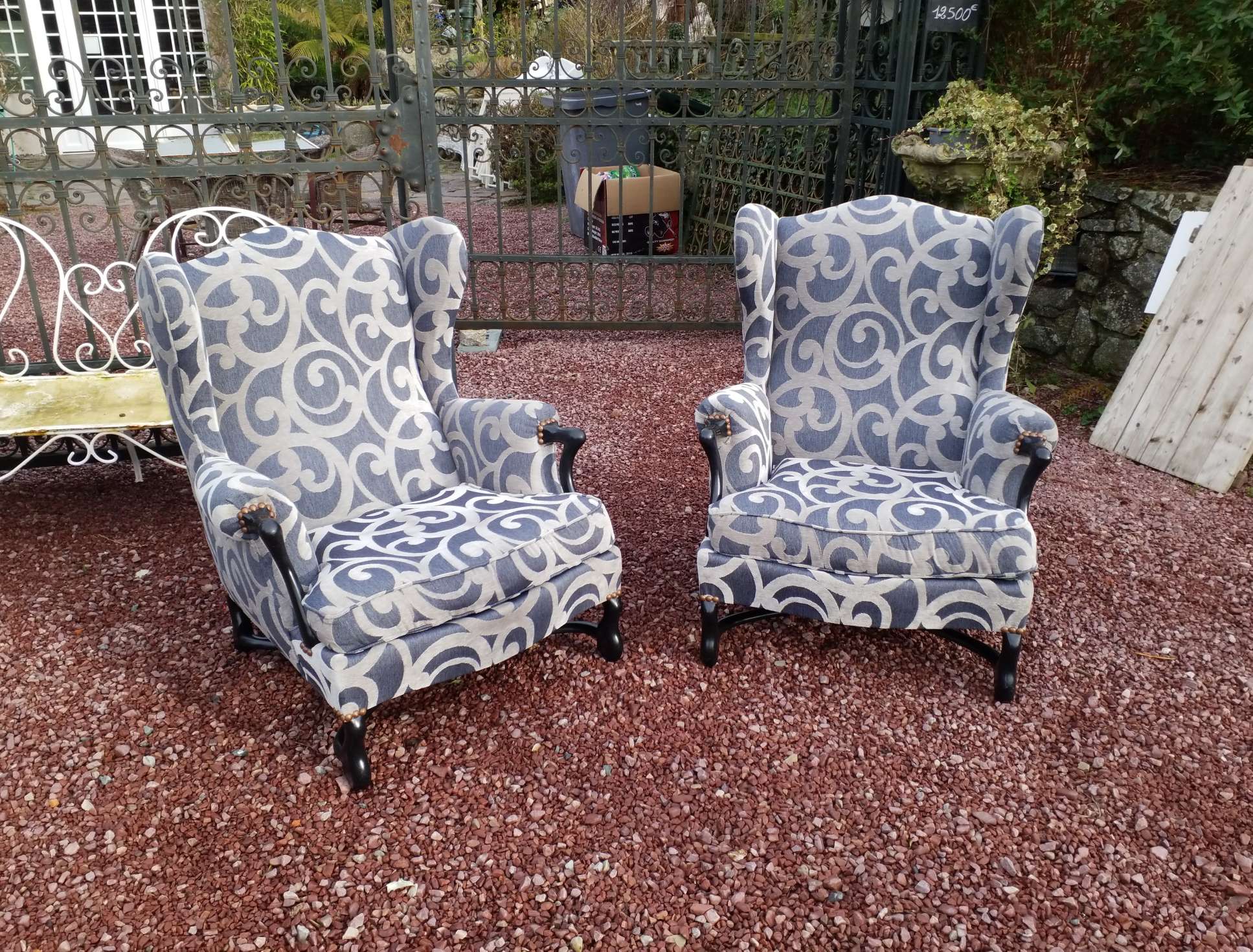 Pair of armchairs with ears