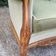 Fauteuil ancien Louis XV  en velours vert d eau