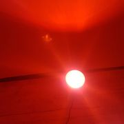 Space Age desk lamp, white metal, chrome-plated steel, red glass, Germany,