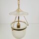 Vintage Brass and Mounted Glass Hundi Lantern Bell Lamp, 1950s