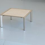 Chrome and travertine coffee table, Artelano France, 1980s.