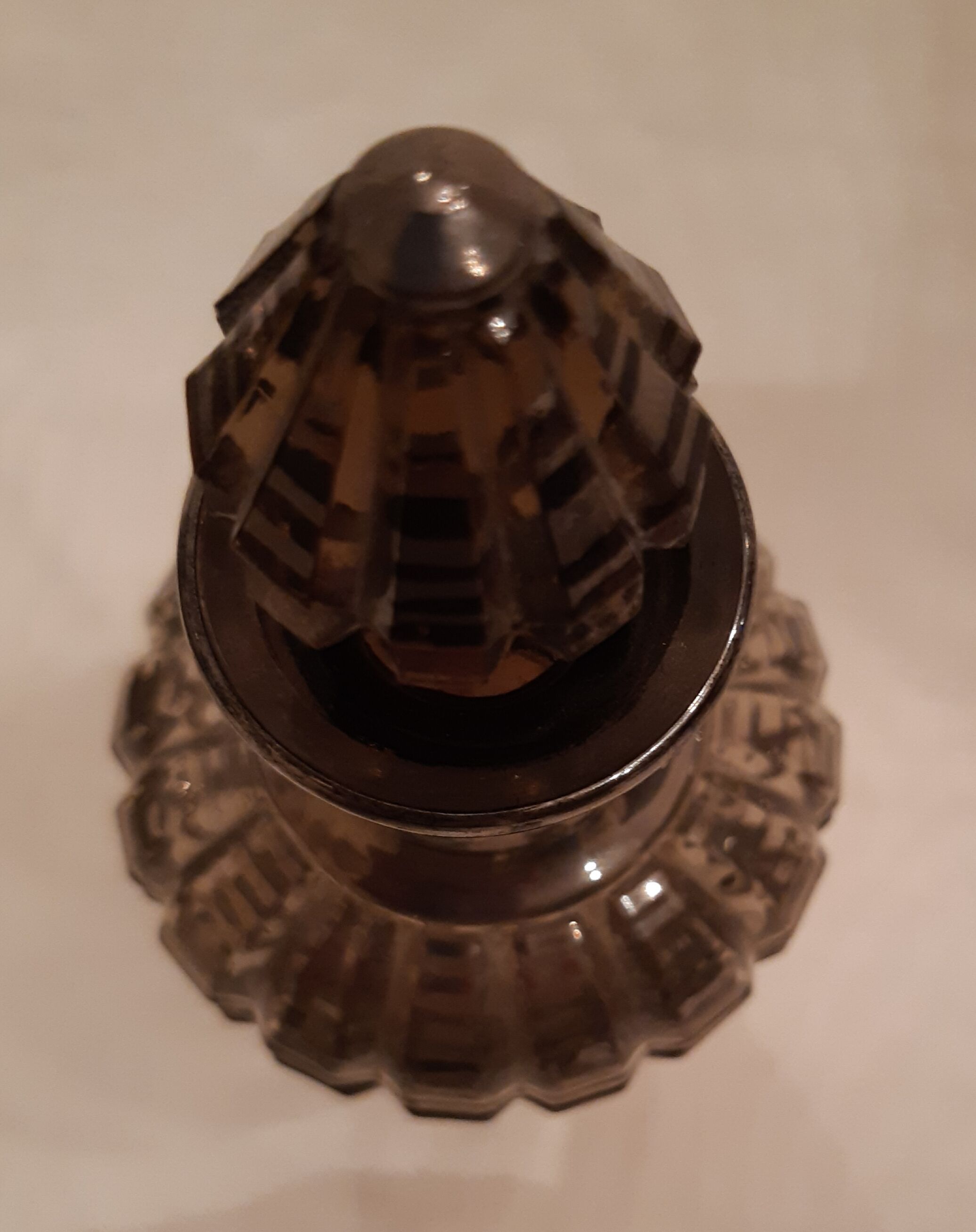 Carafe, glass and pot Portieux in smoked glass and silver art deco