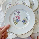 7 small vintage porcelain plates with floral pattern KG Luneville