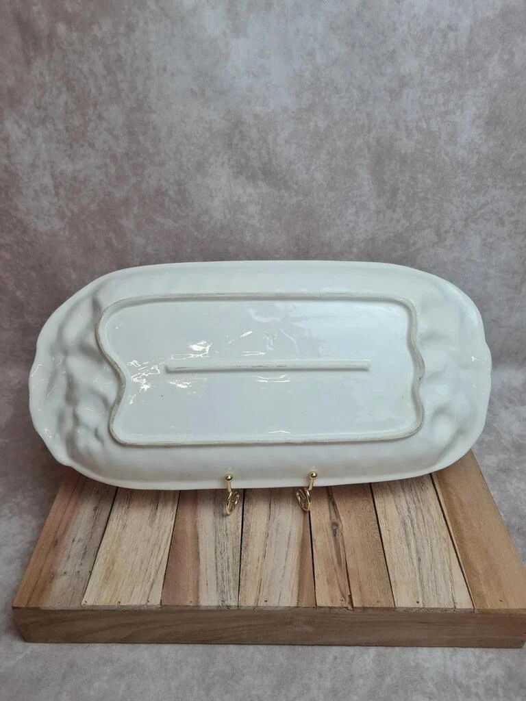 Rectangular plate in slipware decorated with fruits – signed Pw – 40 cm