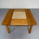 Table basse ancienne bois et travertin design des années 70 vintage