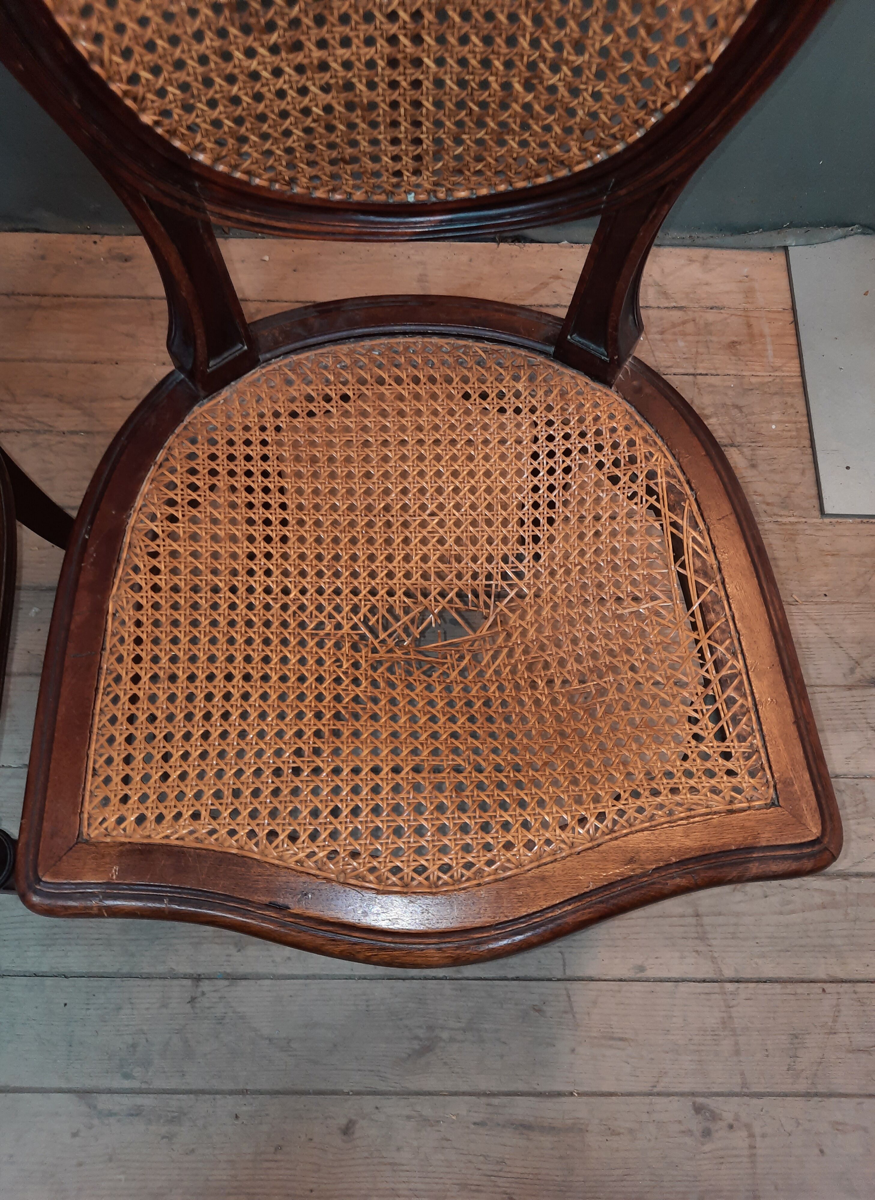 Series of 6 chairs canned Louis XVI