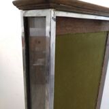 Atypical old wooden and metal wall display case