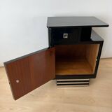 Art Deco Bedside Cabinets in Black Lacquer & Chrome, France, 1930, Set of 2