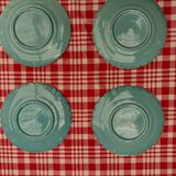 4 plates slurry birds art nouveau