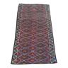 Tapis kilim à motifs losanges multicolores fait main en laine naturelle
