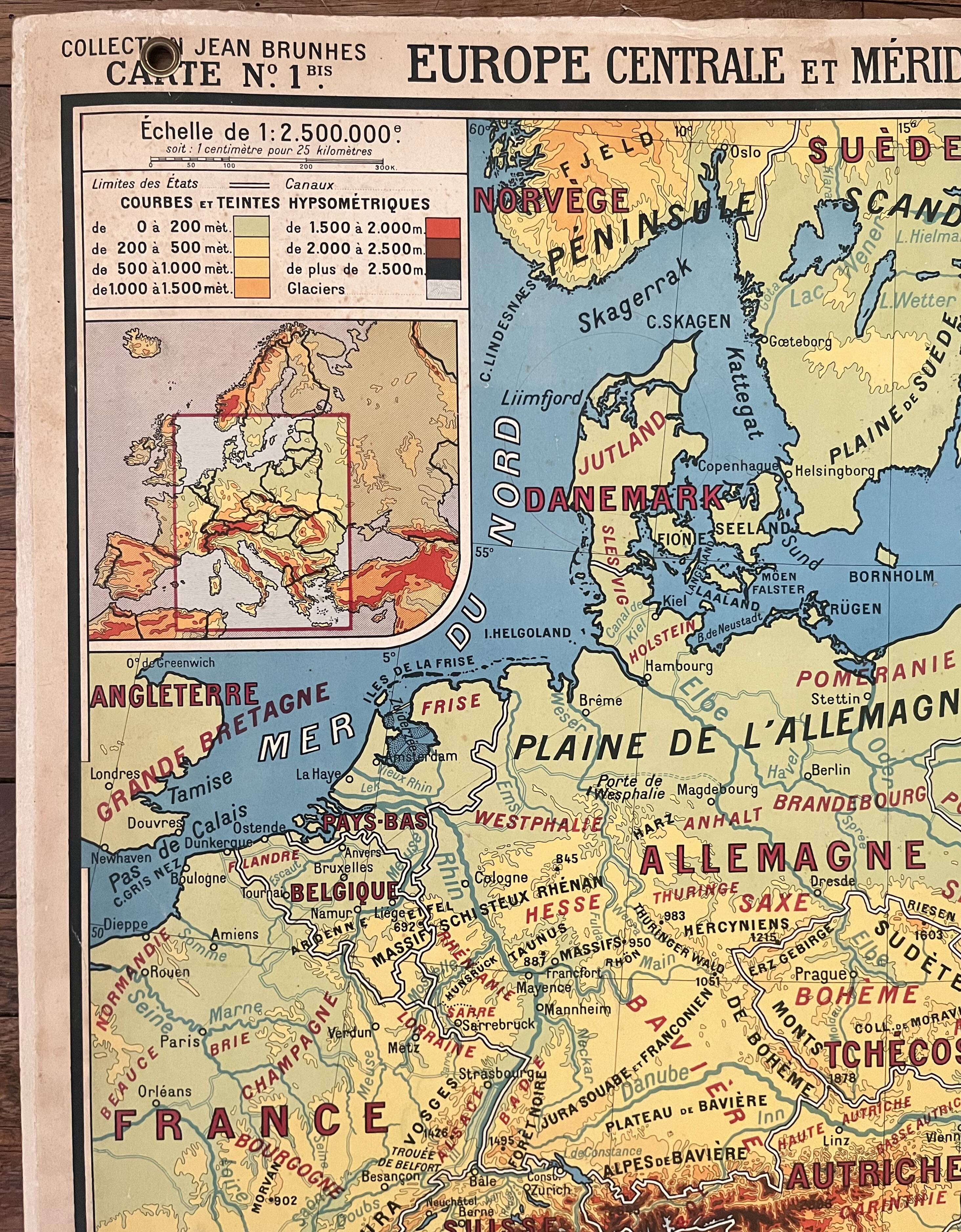 Old school map Hatier Brunhes 1, 1930 - Central Europe