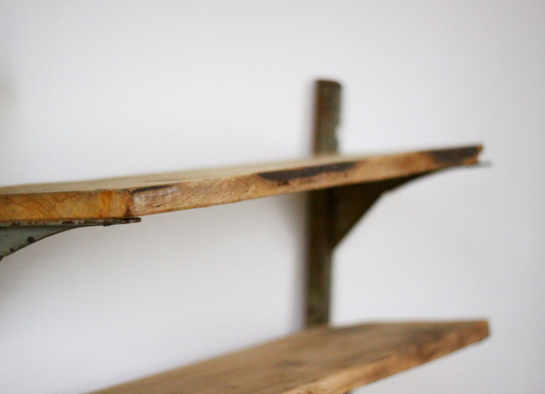 Metal and wood wall shelf