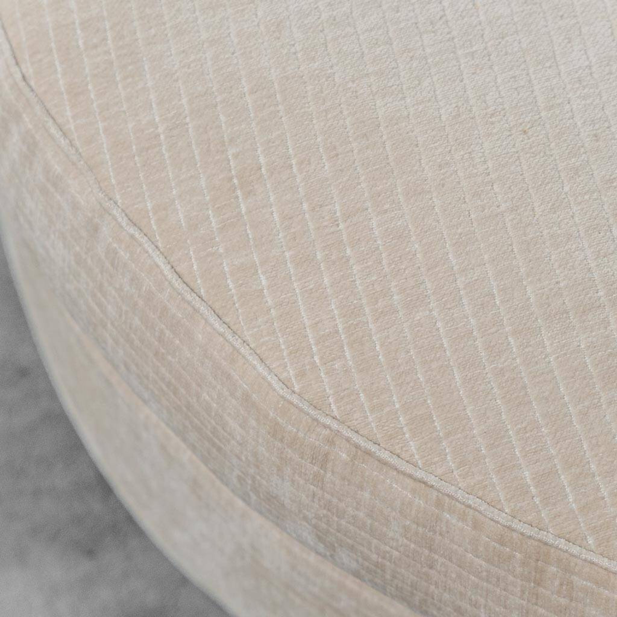 Half-moon pouf in light fabric 1970s vintage modernariato
