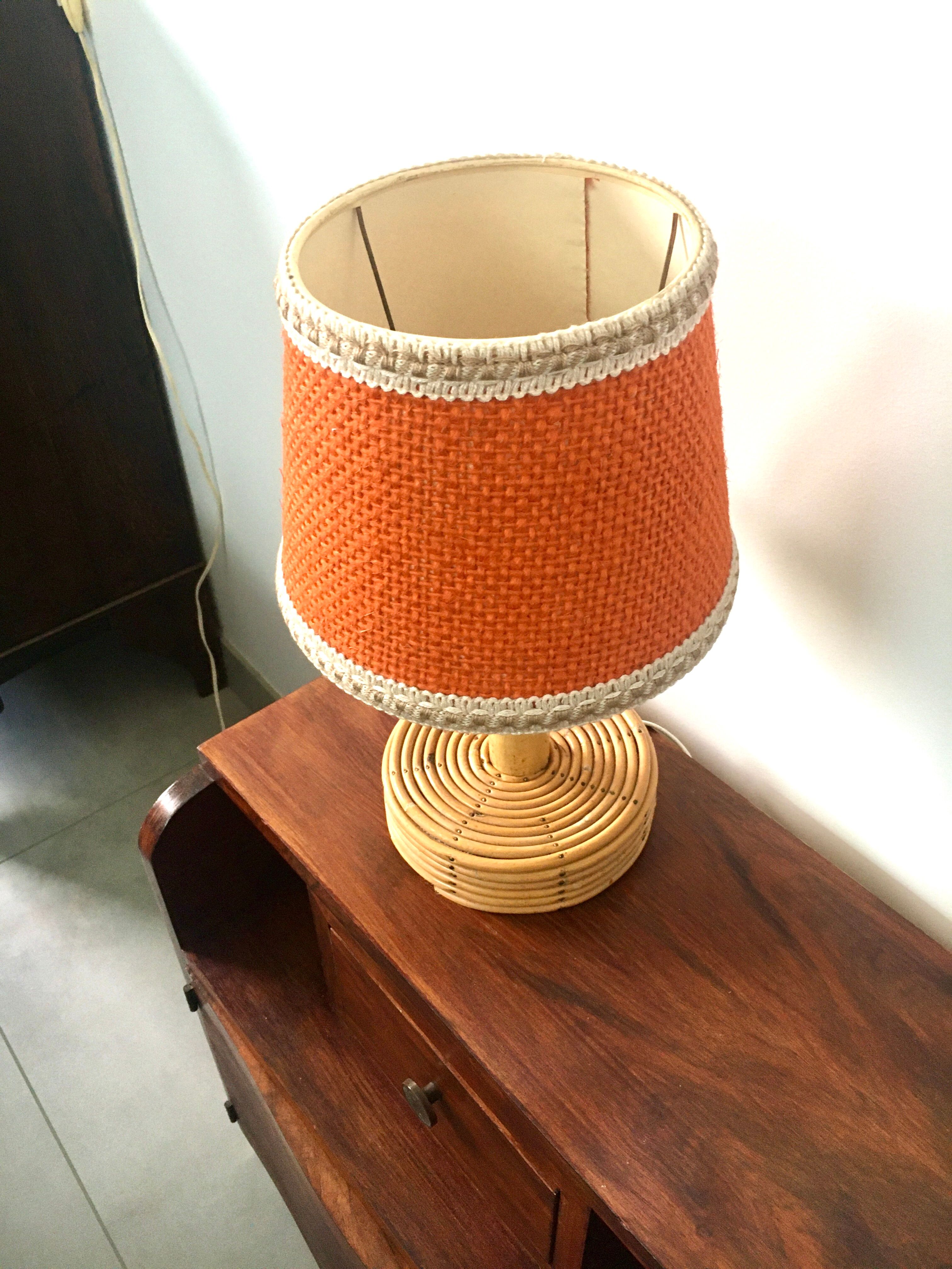 Vintage natural rattan lamp 60s