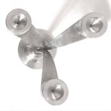 3-light solid stainless steel chandelier Height 22.5 cm Late 1960s