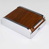 Carl Aubock rolling shutter storage box from the 1930s, cigarette dispenser, walnut, Vienna
