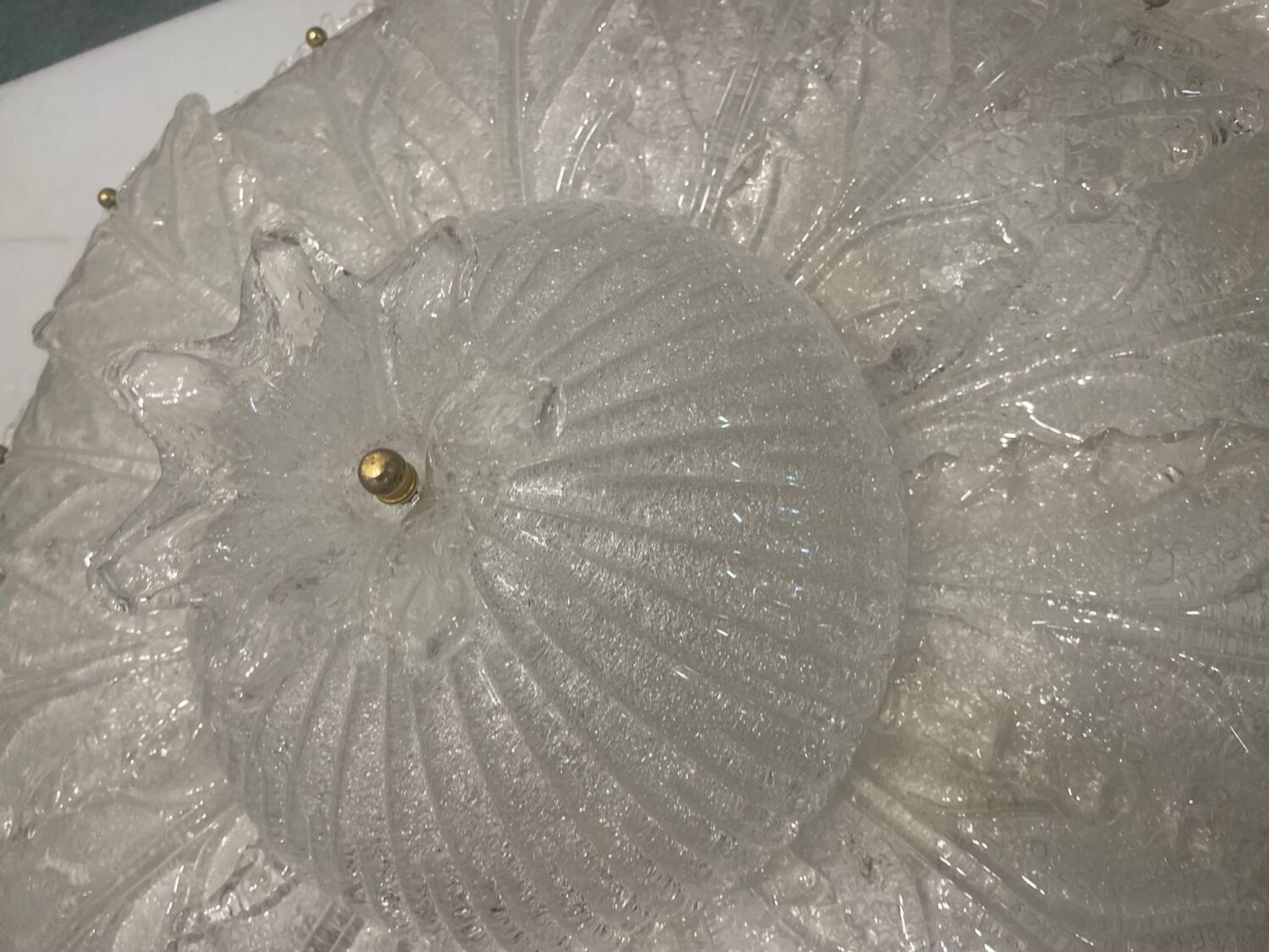 Extra Large Murano Glass Flushmount Light by Bucintoro Glass 1970’s