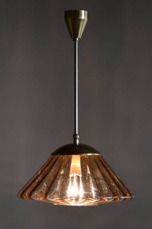 Mid-Century Modern Pendant Light in Chrome and Brass by Kamenický Šenov, Czech, 1960s
