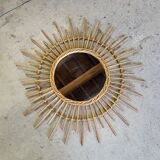 Round rattan mirror 1970