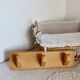 Vintage wall coat rack in pine with 3 hooks.
