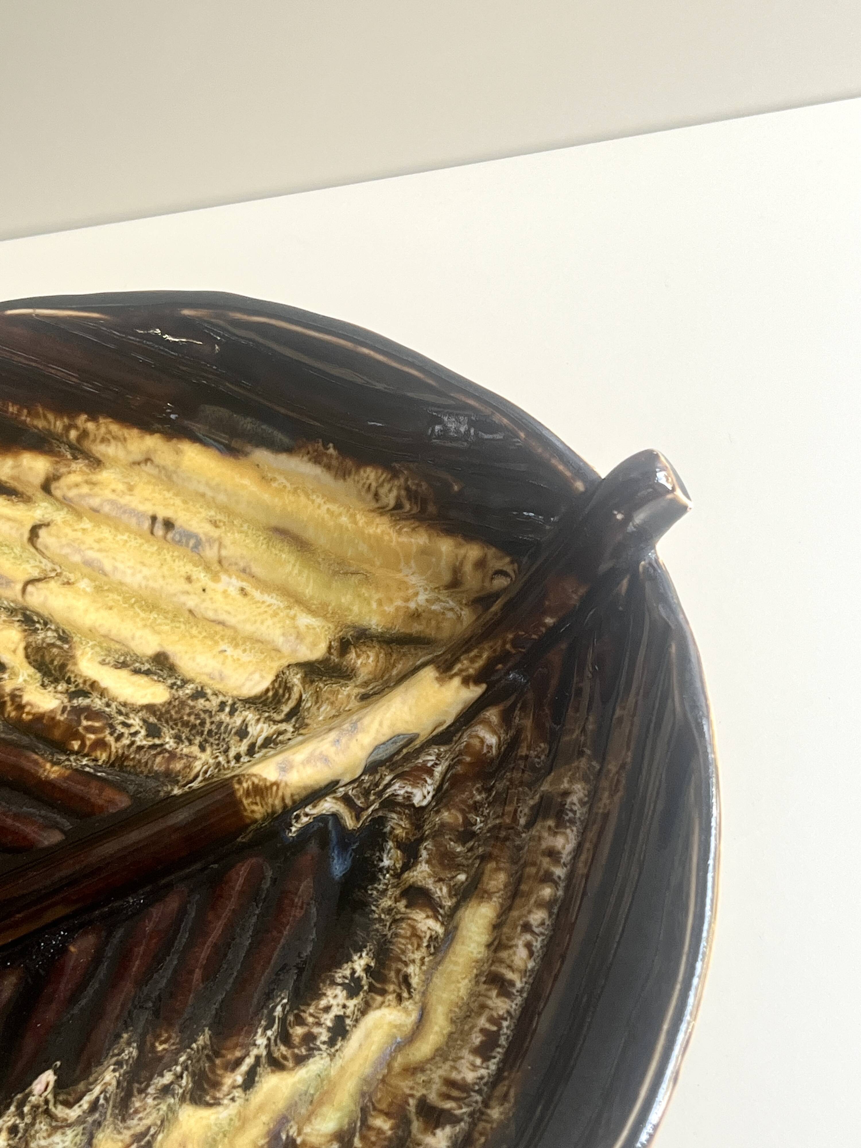 Stylised and signed glazed ceramic salad bowl, France circa 1970.