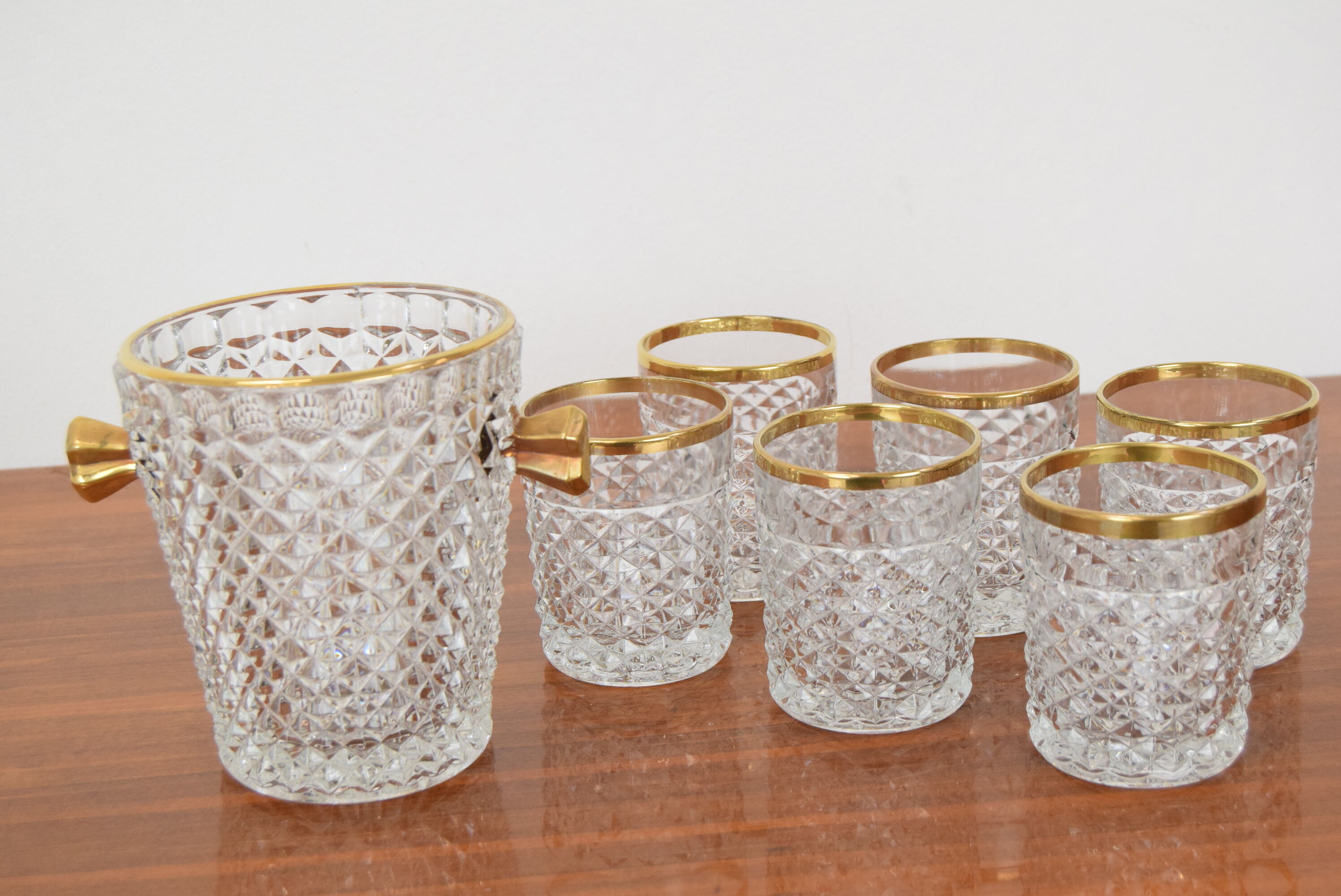 Set Glassware barware of Mid-century by Bohemia Crystal,1960's.