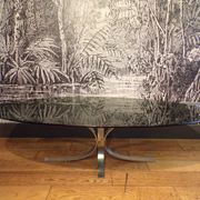Oval coffee table, 1970s, smoked glass
