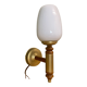 Portuguese opaline glass and wood wall sconce light