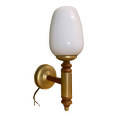 Portuguese opaline glass and wood wall sconce light