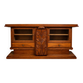 Art Deco enfilade in walnut, with a simple and elegant architectural design.