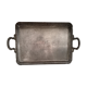 Rectangular silver metal tray 2 handles, decorative frieze