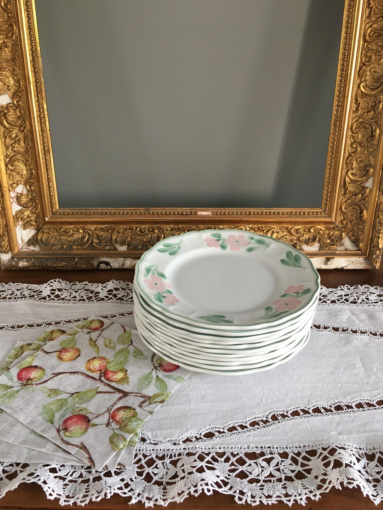 6 vintage dessert plates, Salins France