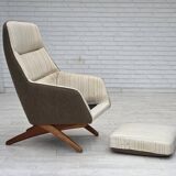 1970s, Danish design by Illum Wikkelsø, furniture wool fabric, oak wood.