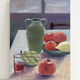 Peinture ancienne huile sur carton nature morte fruits table