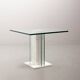 White Marble Italian Square Side Table with Glass Top and Lighting Option