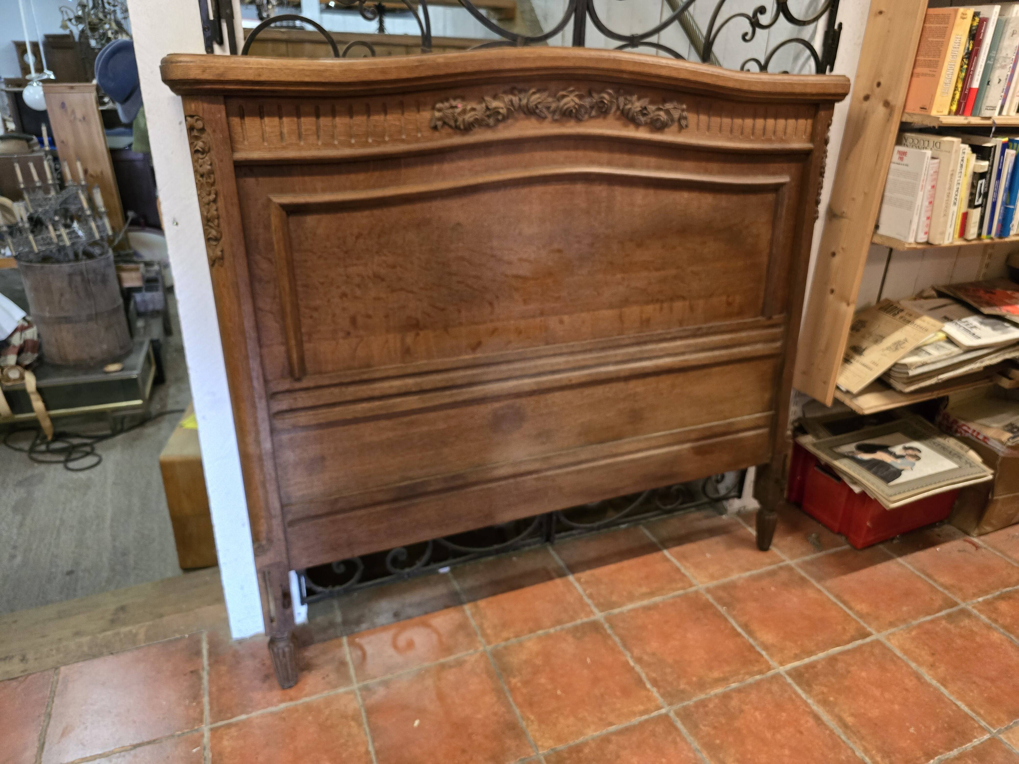 Old Louis XVI style oak headboard
