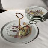 Plateau de fromages en porcelaine avec 6 assiettes assorties