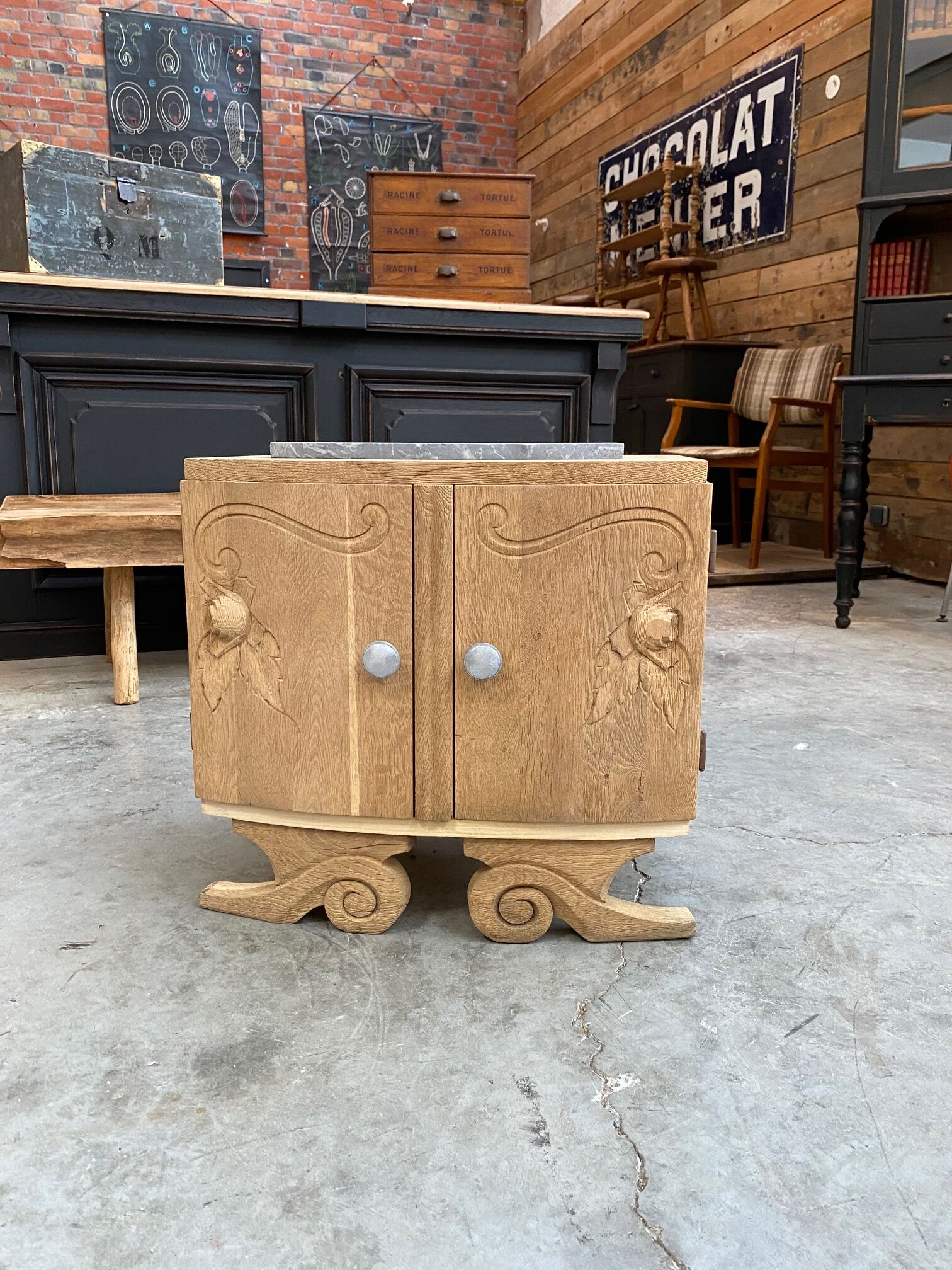 Small oak bedside table