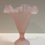 Old Corolle Vase in Pink Frosted Glass Vintage Italian Work Murano Empoli ??
