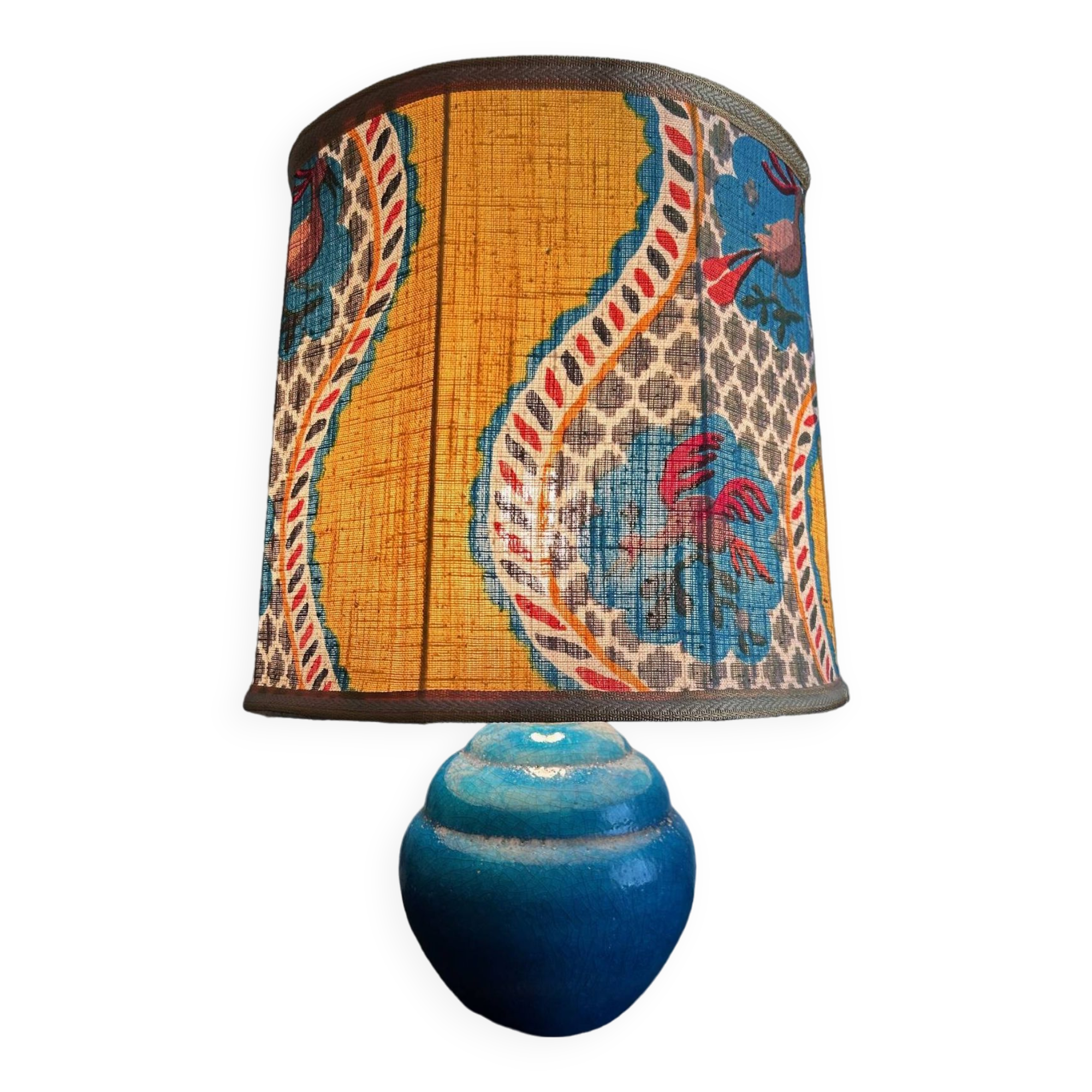 blue ceramic lamp 1970