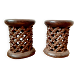 Set of 2 African Bamilike Cameroon stools, year 1950