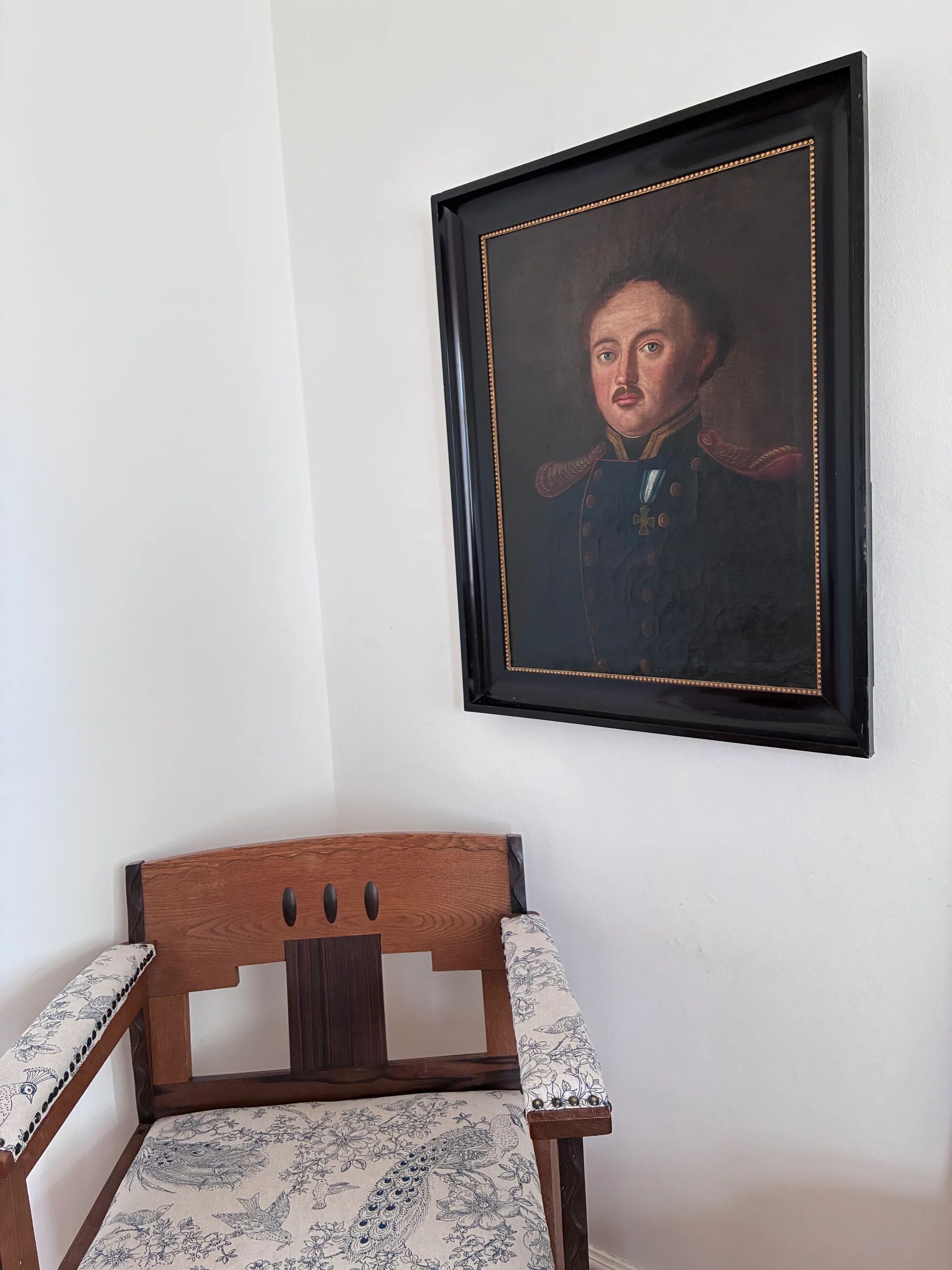 Antique original oil painting of an officer, large gentleman portrait painting