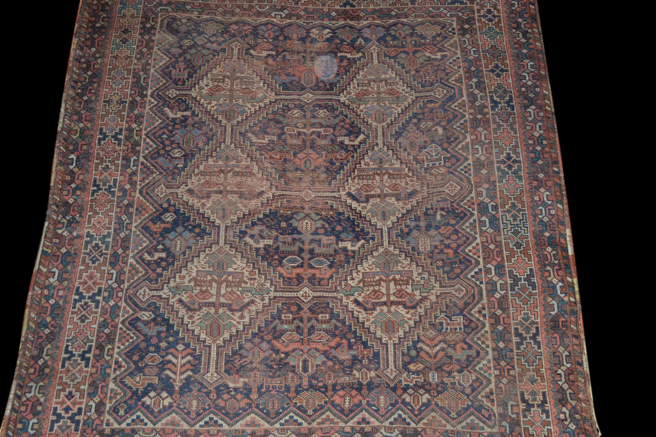 Persian Carpet Shiraz, Khamseh Nomad Tribes, 172x198cm - late 19th Century