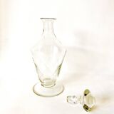large engraved glass wine carafe from the 1950s
