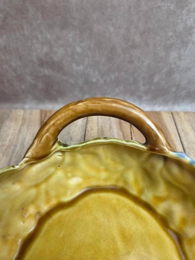 Small basket dish in Sarreguemines slipware Glycine 4771 vintage