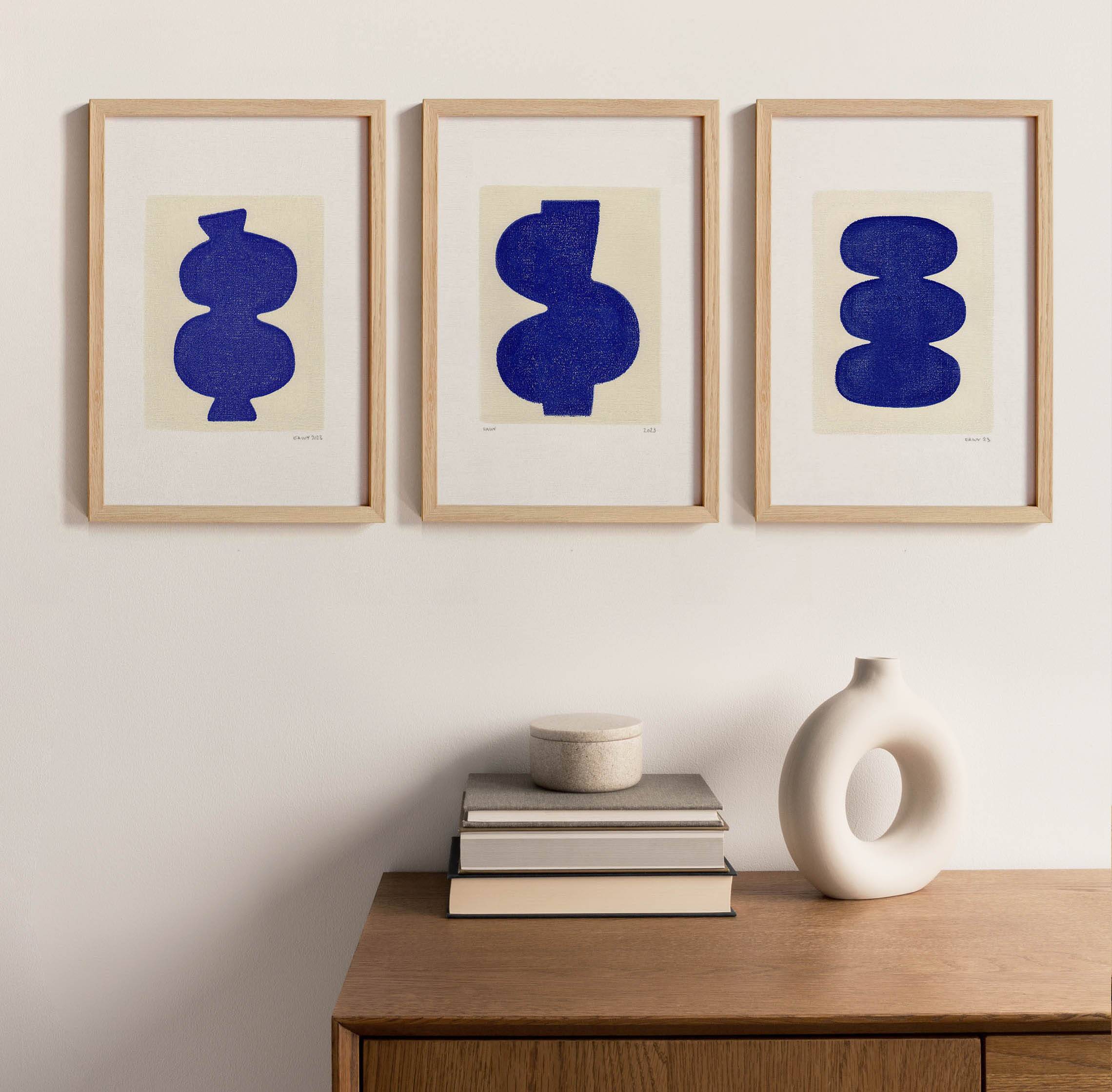 Trio of paints - majorelle blue - signed Eawy